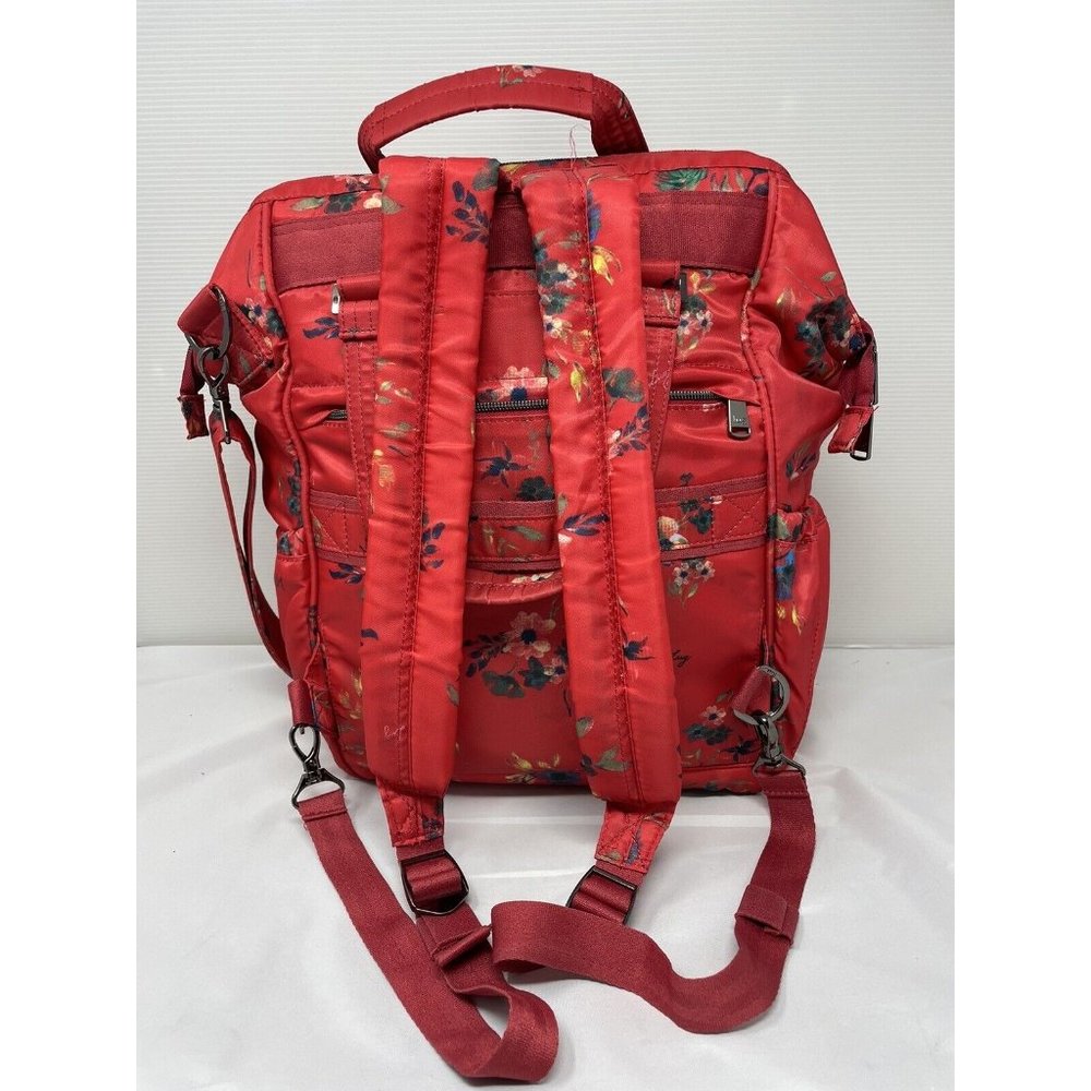 Lug Via Convertible Tote Backpack Travel Bouquet Red Pockets Trolley Sleeve RFID - Picture 5 of 14